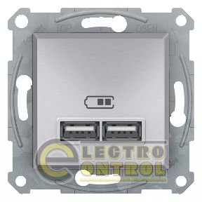USB розетка 2,1A алюміній Asfora