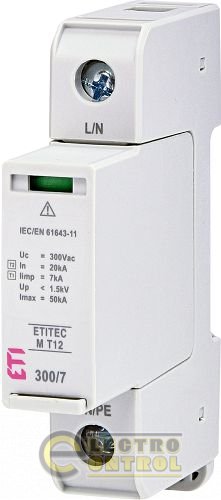 Ограничитель перенапряжения ETITEC M T12 300/7 (1+0, 2p, TNC) 2440500