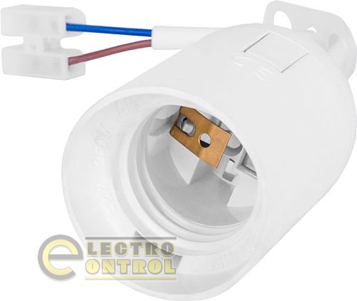 Патрон пластиковый подвесной e.lamp socket pendant.E27.pl.white, Е27, с кабелем 15 см и клеммной колодкой, белый