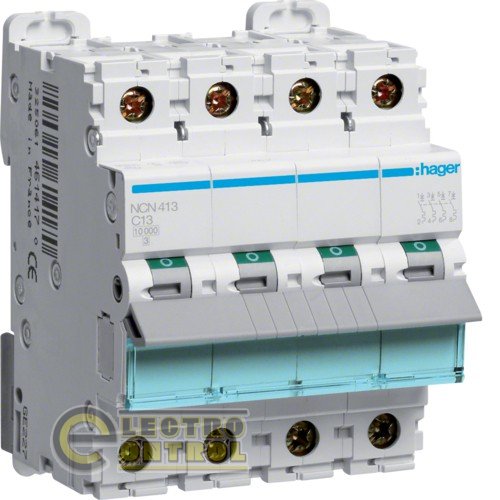 Автоматический выключатель Hager NCN413 13А 4p AC Автоматический выключатель Hager NCN413 13А 4p AC