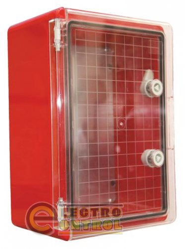 Шкаф ударопрочный красный ABS 300X400X220, МП, с прозрачной дверцей, IP65