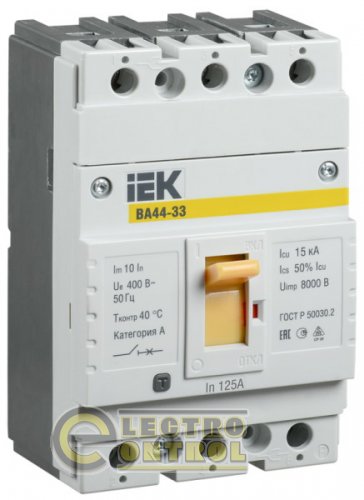Автоматичний вимикач ВА44-33 3Р 125А 15ка IEK