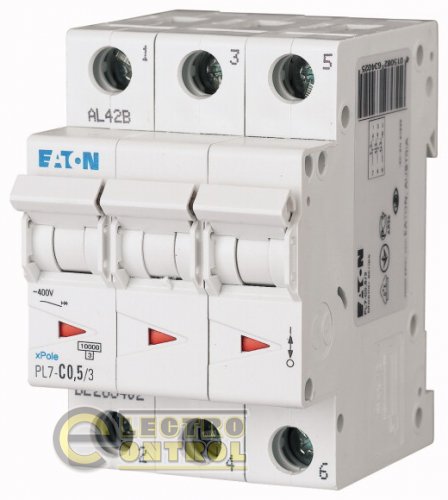 Автоматический выключатель Eaton PL7 D 0,5А 3p 165133 Автоматический выключатель Eaton PL7 D 0,5А 3p 165133