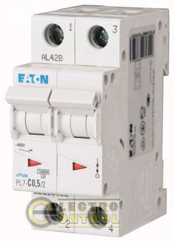 Автоматический выключатель Eaton PL7 D 0,5А 2p 165101 Автоматический выключатель Eaton PL7 D 0,5А 2p 165101