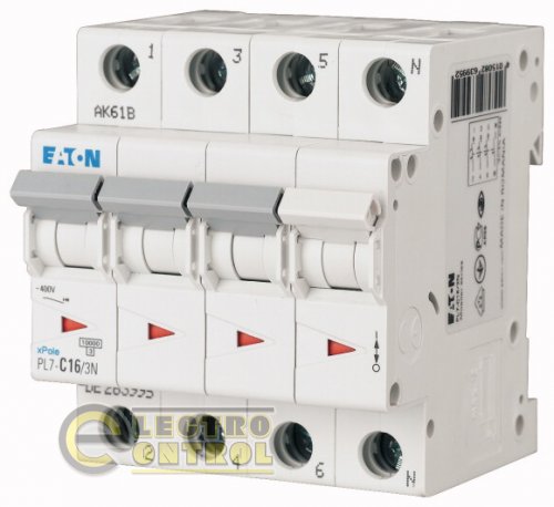 Автоматический выключатель Eaton PL7 B 1,6А 3P+N 165250