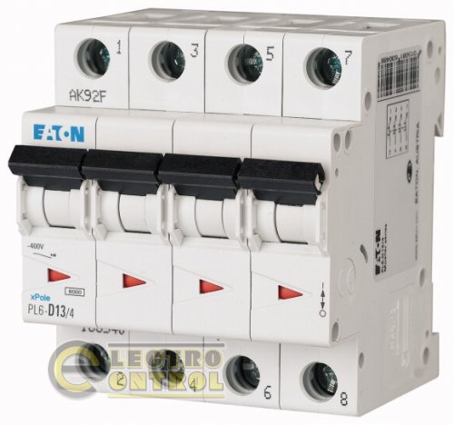 Автоматический выключатель Eaton PL6 B 13А 4p 166492