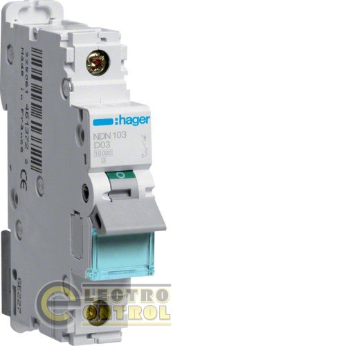 Автоматический выключатель Hager NDN103 3А 1p AC Автоматический выключатель Hager NDN103 3А 1p AC