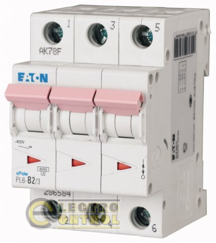 Автоматический выключатель Eaton PL6 D 2А 3p 286608 Автоматический выключатель Eaton PL6 D 2А 3p 286608