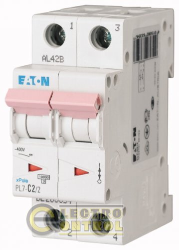 Автоматичний вимикач Eaton PL7 D 2А 2p 263366 Автоматичний вимикач Eaton PL7 D 2А 2p 263366