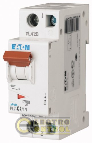 Автоматический выключатель Eaton PL7 C 4А 1p+N 262745 Автоматический выключатель Eaton PL7 C 4А 1p+N 262745