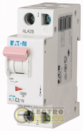 Автоматический выключатель Eaton PL7 C 2А 1p+N 262744