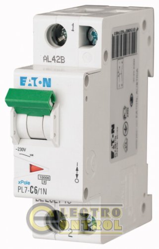 Автоматический выключатель Eaton PL7 D 6А 1p+N 262755