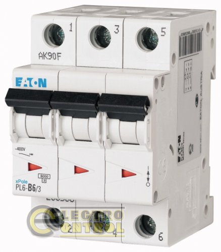 Автоматический выключатель Eaton PL6 B 6А 3p 286586