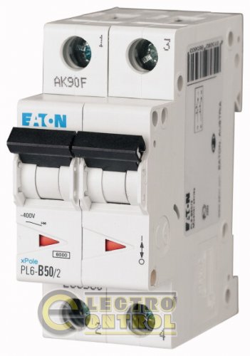 Автоматический выключатель Eaton PL6 B 50А 2p 286560 Автоматический выключатель Eaton PL6 B 50А 2p 286560