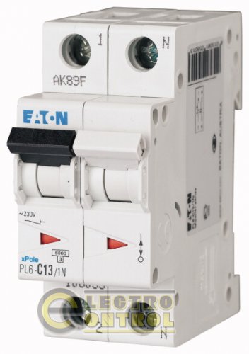 Автоматический выключатель Eaton PL6 B 13А 1p+N 106027