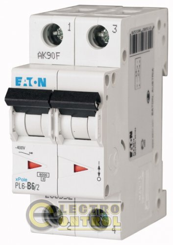 Автоматический выключатель Eaton PL6 C 6А 2p 286564