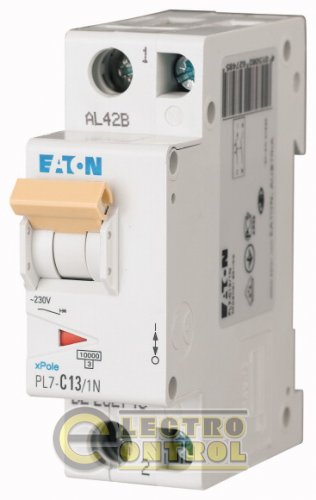 Автоматический выключатель Eaton PL7 D 13А 1p+N 262757