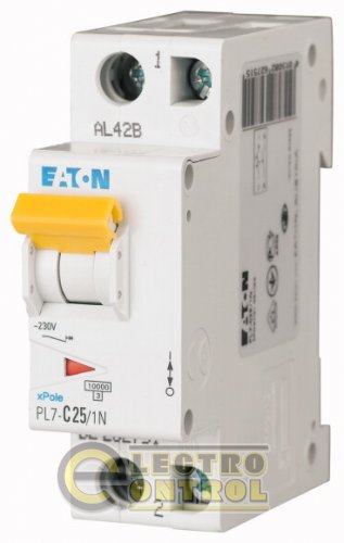 Автоматический выключатель Eaton PL7 C 25А 1p+N 262751