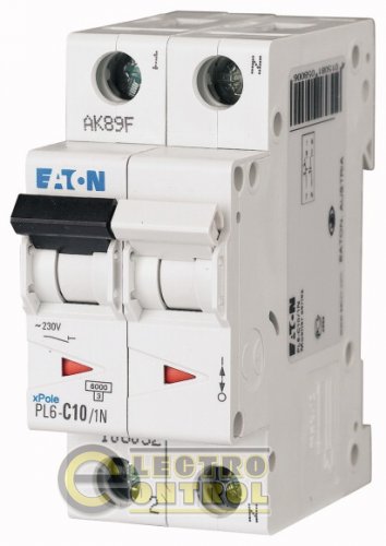 Автоматический выключатель Eaton PL6 C 10А 1p+N 106032