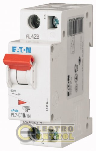 Автоматический выключатель Eaton PL7 C 10А 1p+N 262747