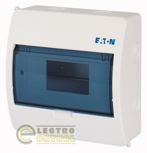 BC-O-1/8-ECO - Компактний щит начіпного виконання, 1ряд, 8 модулів, прозорі двері, пластик