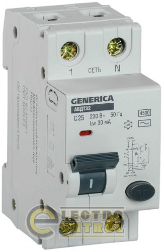 АВДТ 32 C25 - Автоматический Выключатель Дифф. Тока GENERICA