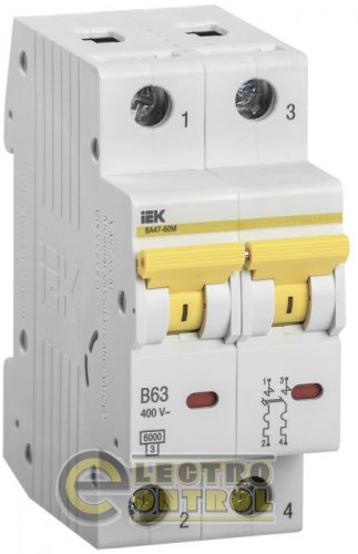 Автоматический выключатель UEK (IEK) ВА47-60М  2p 63А B 6 кА Автоматический выключатель UEK (IEK) ВА47-60М  2p 63А B 6 кА