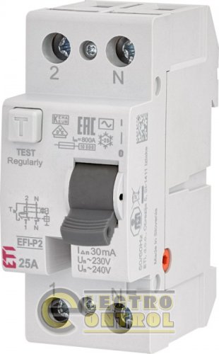 Дифференциальный автоматический выключатель EFI6-P2 AC 25/0.03 10 kA 2061211