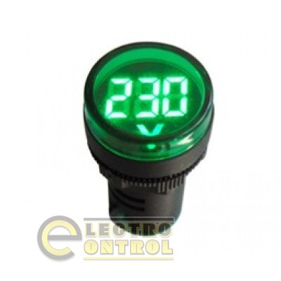 Сигнальная лампа индикатор вольтметр 20-500В Зелений
