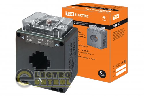 Трансформатор струму вимірювальний ТТН 30/200/5- 5VA/0,5 TDM Трансформатор струму вимірювальний ТТН 30/200/5- 5VA/0,5 TDM