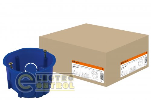 Установочная коробка СП D68х45мм, саморезы, синяя, IP20, TDM