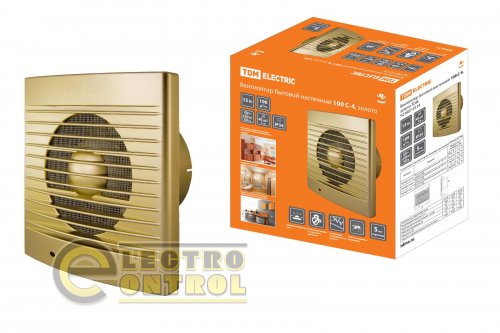Вентилятор бытовой настенный 100 С-4, золото TDM