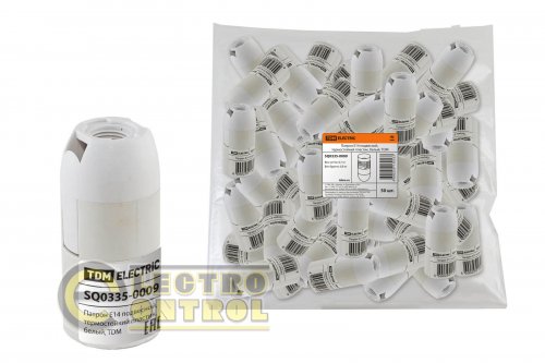 Патрон Е14 подвесной, термостойкий пластик, белый, TDM