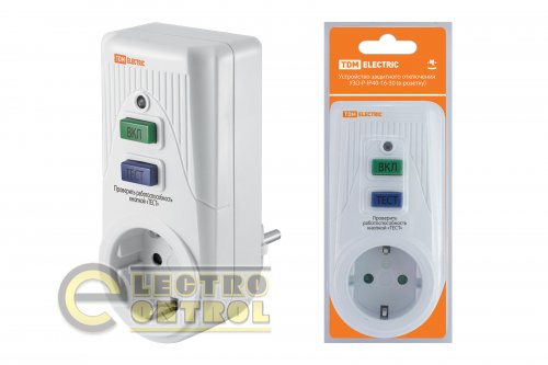 Пристрій захисного відключення ПЗВ-Р-IP40-16-30 (у розетку) 16А 30мА IP40 TDM