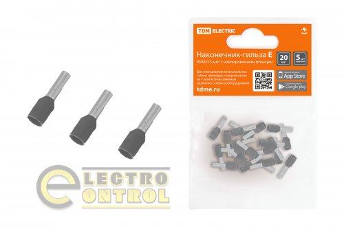 Наконечник-гильза Е4009 4мм2 с изолированным фланцем (20шт) TDM Наконечник-гильза Е4009 4мм2 с изолированным фланцем (20шт) TDM