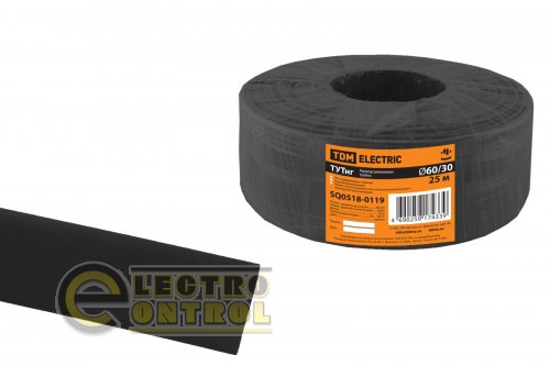 Термоусаживаемая трубка ТУТнг 60/30 черная (25 м/ролл) TDM Термоусаживаемая трубка ТУТнг 60/30 черная (25 м/ролл) TDM