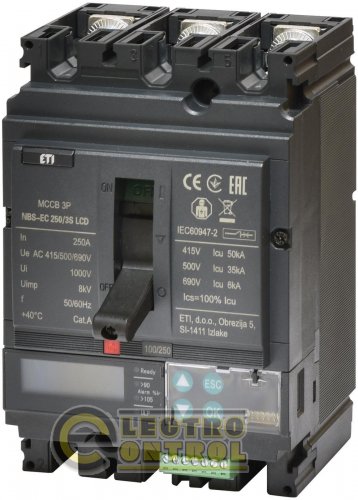 Автоматический выключатель ETIBREAK NBS-EC 250/3S LCD 250A 3P