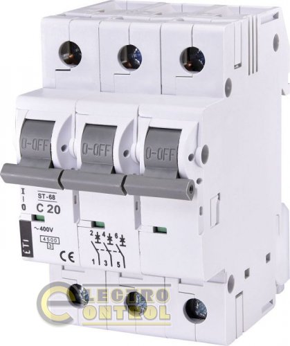 Автоматический выключатель ETI ST 68 3p C 20А AC 2185317
