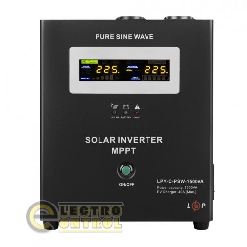 Гібридний сонячний інвертор  (ДБЖ) LogicPower LPY-С-PSW-1500VA (1050Вт) MPPT 24V