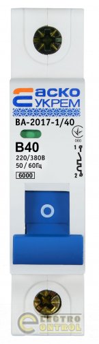 Автоматичний вимикач Аско-Укрем A0010170055 ВА-2017 B 1р 40А
