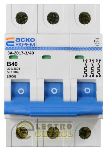 Автоматический выключатель Аско-Укрем A0010170069 ВА-2017 B 3р 40А