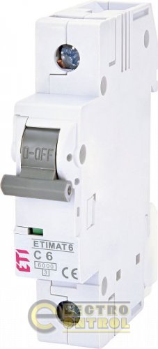 Автоматический выключатель ETI ETIMAT 6 1p C 6А AC 2141512