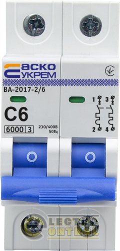 Автоматичний вимикач Аско-Укрем A0010170010 ВА-2017 С 2р 6А