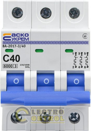 Автоматический выключатель Аско-Укрем A0010170025 ВА-2017 С 3р 40А