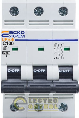 Модульний автоматичний вимикач Аско-Укрем A0010210122 UProfi 3р 100А C 6kА