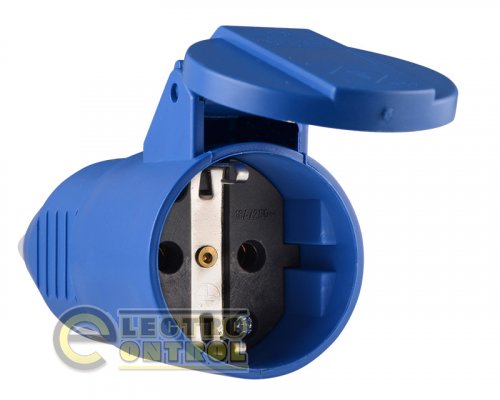 Розетка Аско-Укрем A0080030010 (гнездо) переносная ГП 16А/2 (220В) 2Р+РЕ (212) синяя