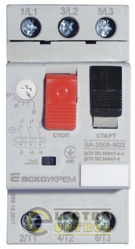 Автоматичний вимикач захисту двигуна Аско-Укрем A0010050010 ВА-2005 М22