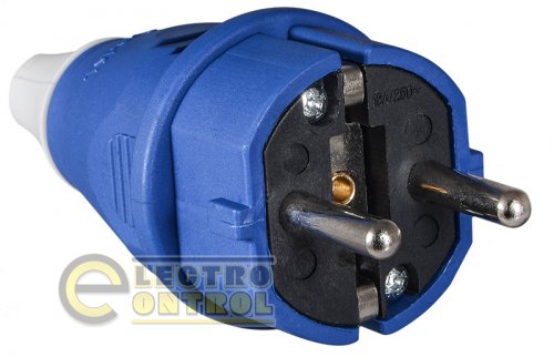 Вилка Аско-Укрем A0080010012 переносная ВП 16А/2 (220В) 2Р+РЕ (012) синяя