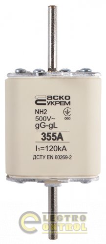 Запобіжник Аско-Укрем A0050010044 ножовий з плавкою вставкою NH2 355A gG