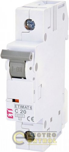 Автоматический выключатель ETI ETIMAT 6 1p C 20А AC 2141517